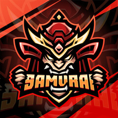 Samurai head esport mascot logo design