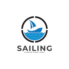 sailing logo vector template for corporate and tourist design