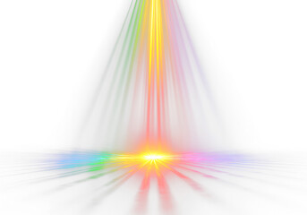 Vibrant rainbow light beam radiating from center with glowing reflection
