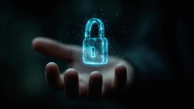 Secure access to data, Cyber security systems for business network. services, applications, server systems, Storage, networking. Businessman holding Secure access icon on virtual screen