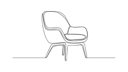 Fototapeta premium A minimalist line drawing of a modern armchair against a clean white background, conveying simplicity and design elegance.