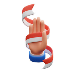 Hand holding indonesian ribbon 3d illustration