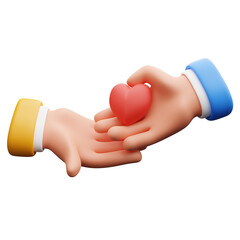 Hand giving heart 3d illustration