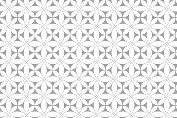 Abstract geometric pattern of overlapping petal shapes on white background seamless
