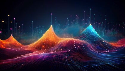 abstract digital landscape of interconnected points and lines a vibrant display of colors