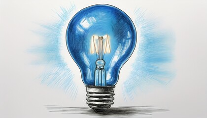 light bulb hand drawn sketch blue incandescent lamp m stock