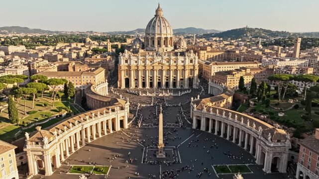 Aerial view of Vatican City with St Peters Basilica