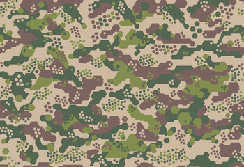seamless camouflage pattern with hexagonal elements
