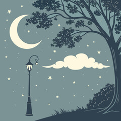 Night Sky Elements: Moon, Stars, Clouds, and Wind