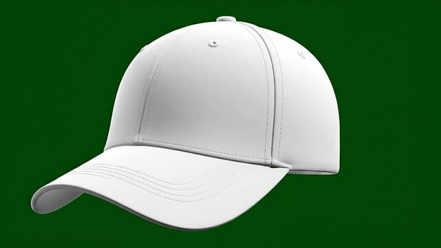 White Baseball Cap on Green Background - A Clean and Simple Look.