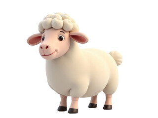 A cartoon sheep standing on a white surface