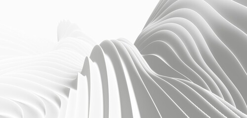 Abstract white background curved pattern in design 3d render