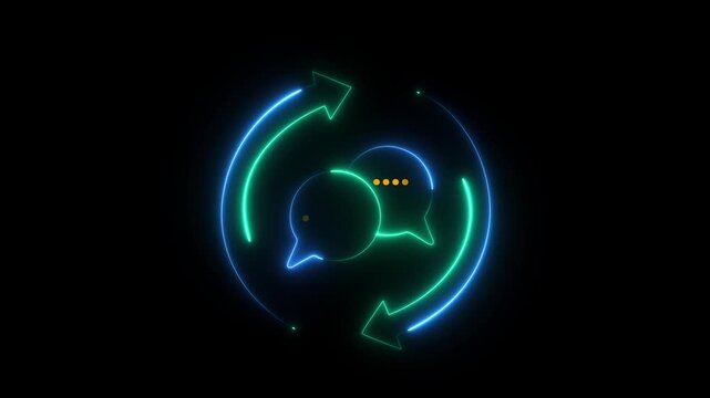 Glowing Neon Document Interface with Data Charts and Gear Symbol Representing Analytics, Technology, Automation, and Digital Business Reports. 4k animation vaideo