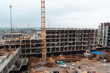 equipment at the construction site of a new building