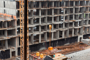 equipment at the construction site of a new building