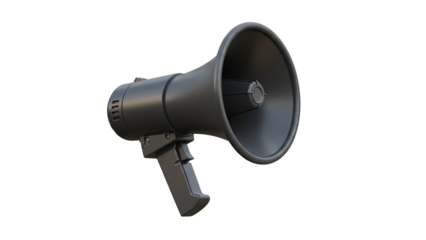 An image of black megaphone on black background with clipping area to.