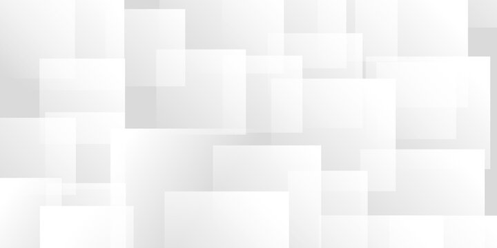 Minimalist white abstract background featuring translucent overlapping geometric rectangular tiles.