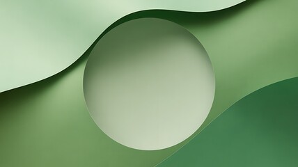 Sustainable Ecology Concept Abstract Green Layered Paper Cut Background.