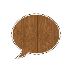 Wooden speech bubble icon isolated on transparent background