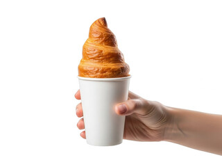 Hand holding ice cream cone isolated on transparent background