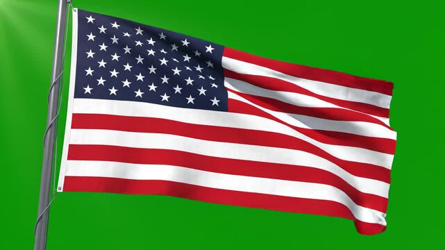 American flag waving on green screen