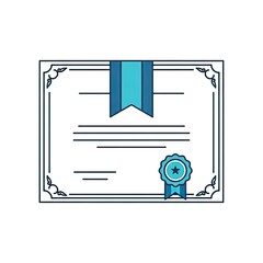 Blue Ribbon Certificate with Decorative Border and Seal on White Background