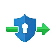 Blue Shield with Keyhole and Green Arrows Symbolizing Security and Access
