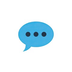 Blue Speech Bubble Icon with Three Black Dots Representing Conversation or Messaging on a White