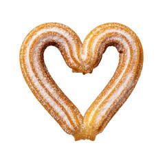 Heart-shaped pastry dust with sugar isolated on transparent background