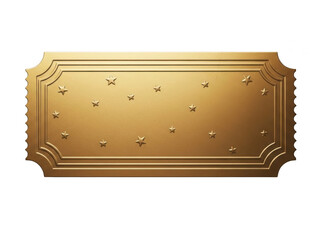 Golden ticket with stars isolated on transparent background
