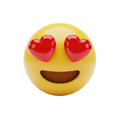 Smiling emoji with heart eyes isolated on transparent background