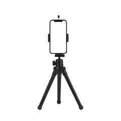Smartphone tripod setup isolated on transparent background