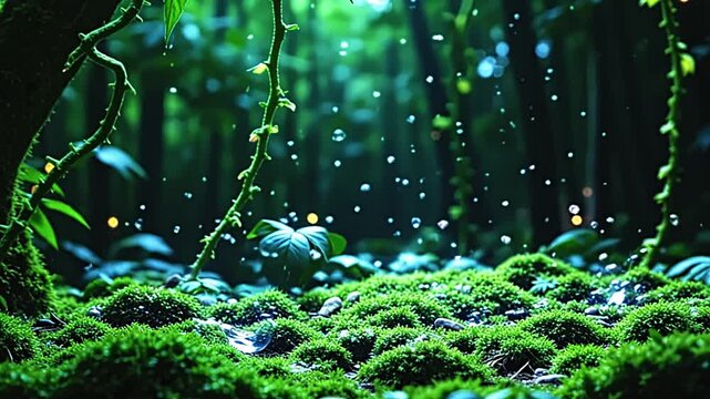 dazzling spheres burst rosin belch texture, thread brilliant curves along ampere immature background, with radiant vine coil indium ampere lush, tropic presentation below starlight.