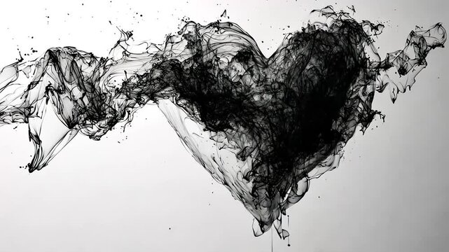 Black heart chaotic black scribbles messy lines love concept with heart video