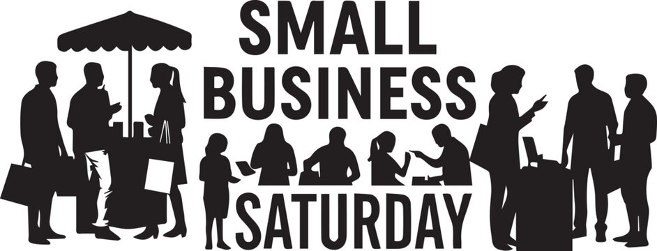 Small business saturday logo with diverse community silhouettes