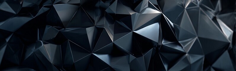 Dark metallic low poly abstract geometric background with sharp facets and reflections image