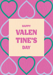 Happy Valentine&rsquo;s Day in retro style. Abstract invitation template with heart. Vector illustration