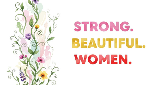 Inspirational quote with floral design strong beautiful women empowerment phrase - Powered by Adobe