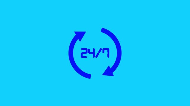 Technical Service Solid Icon isolated .Daily 24 hours and weekly 7 day customer service icon and Refresh sign , loading arrows icon.