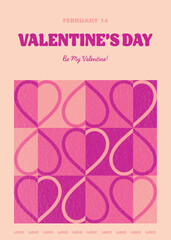 Retro style Valentine&rsquo;s Day greeting card. Geometric design with heart. Vector illustration