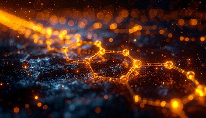 Abstract Futuristic Network Connection Technology or Molecular Structure Background