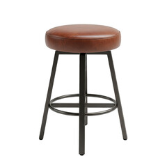 Brown leather bar stool isolated on transparent background