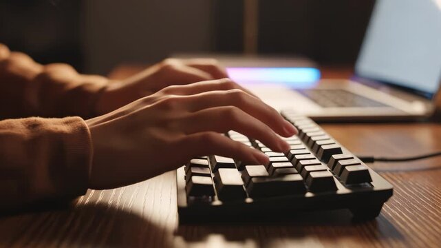 Hands typing on a keyboard