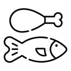 Simple Icons of Chicken Leg and Fish