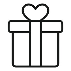 Simple Line Art Gift Box with Heart Bow