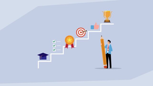Career Path and Success Milestones: Steps from Education to Achievement cartoon animation