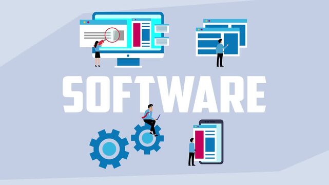 Software Development and Digital Solutions: Cross-Platform Application Design cartoon animation