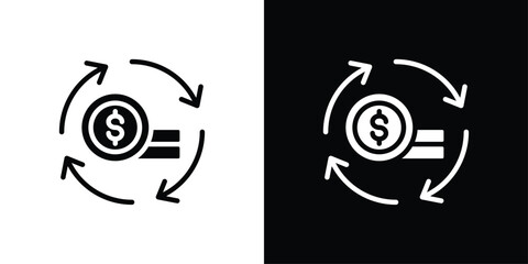 Obraz premium Cash Flow Icon Sheet Black And White