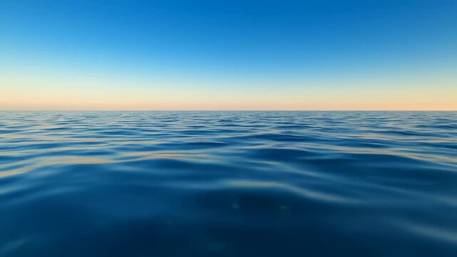 Ocean horizon at sunset calm waters