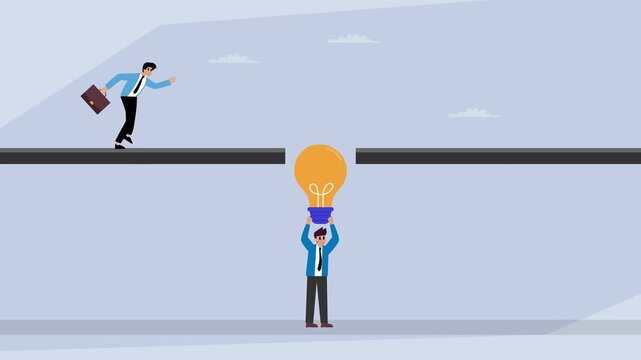 Idea as a Solution: Overcoming Business Obstacles with Innovation cartoon animation